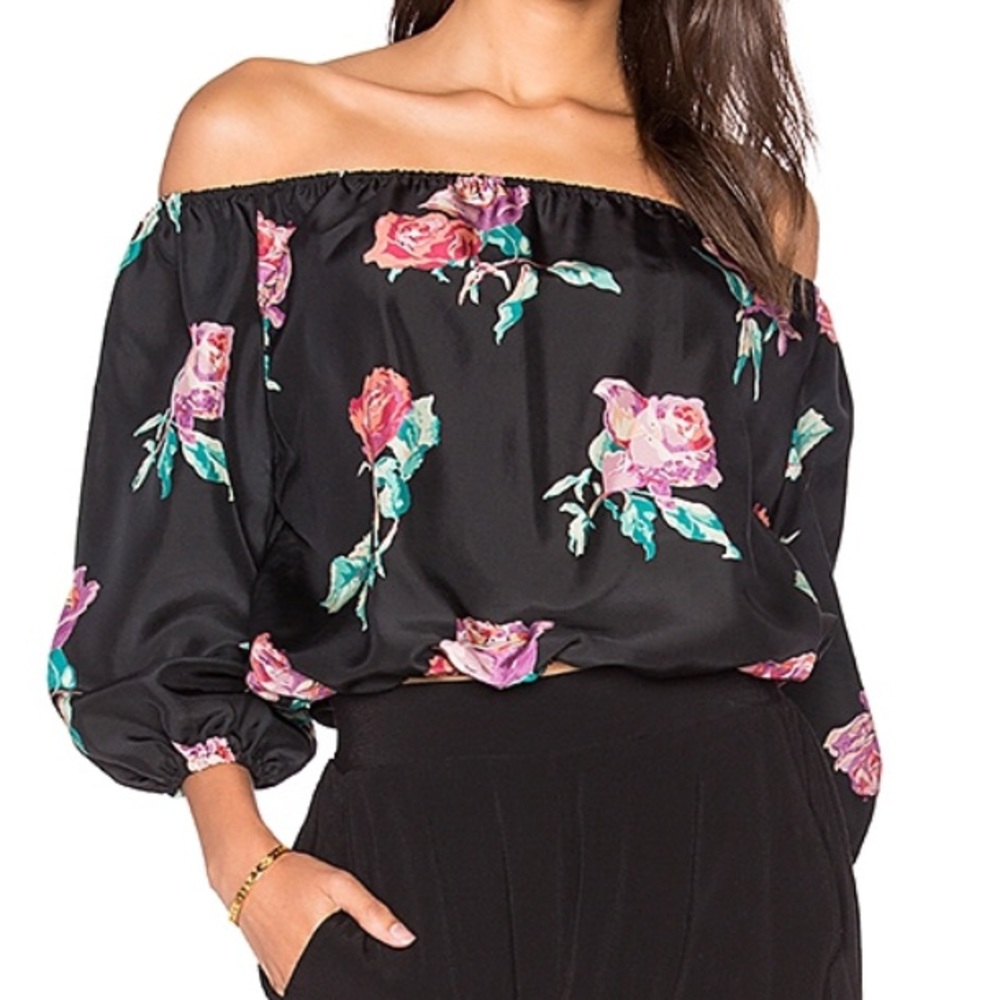 Stone Cold Fox - Silk Rumi off the shoulder top